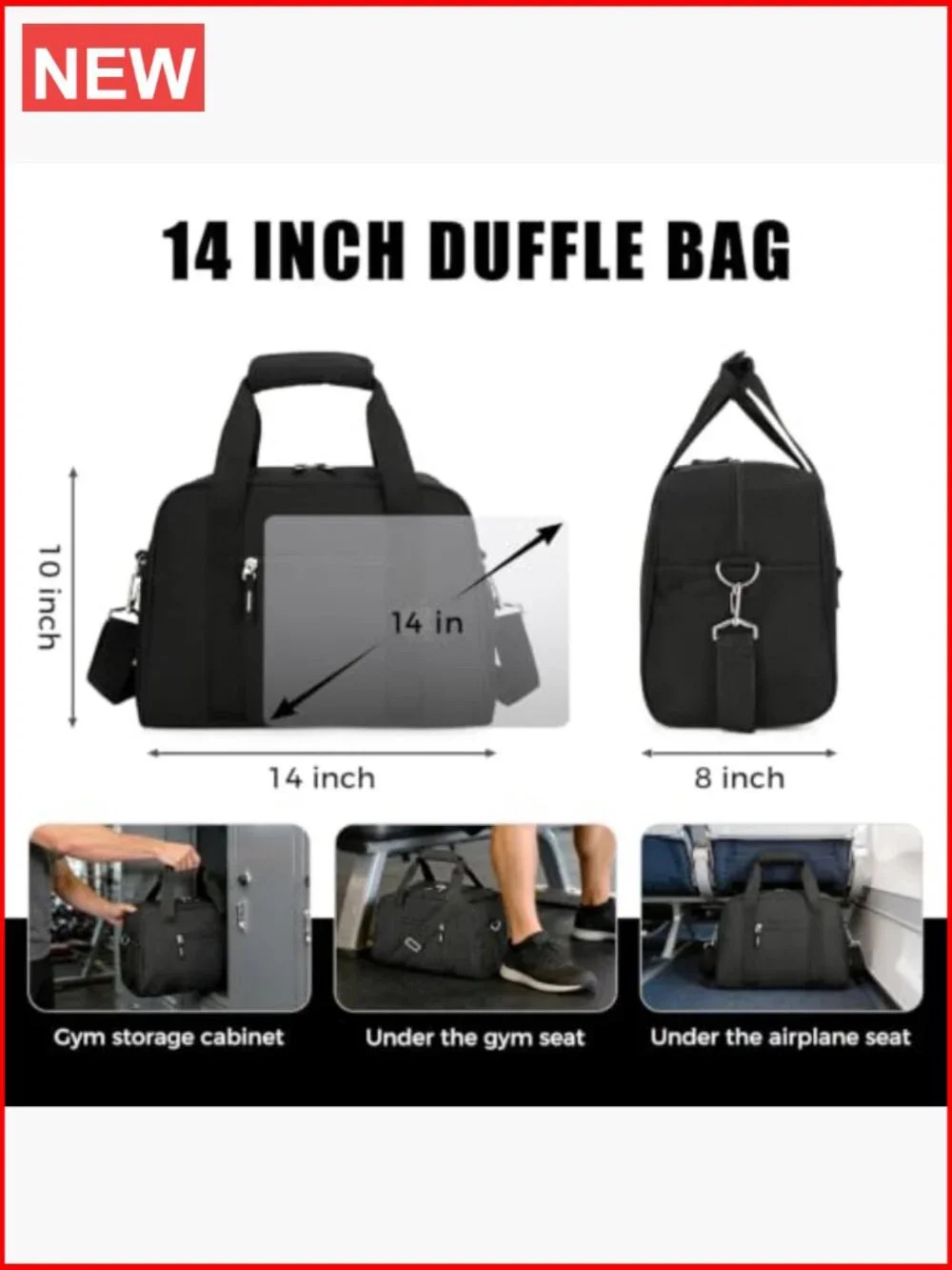 14 inch Mini Duffle Bag for Gym Travel Sports Lightweight Carry On
